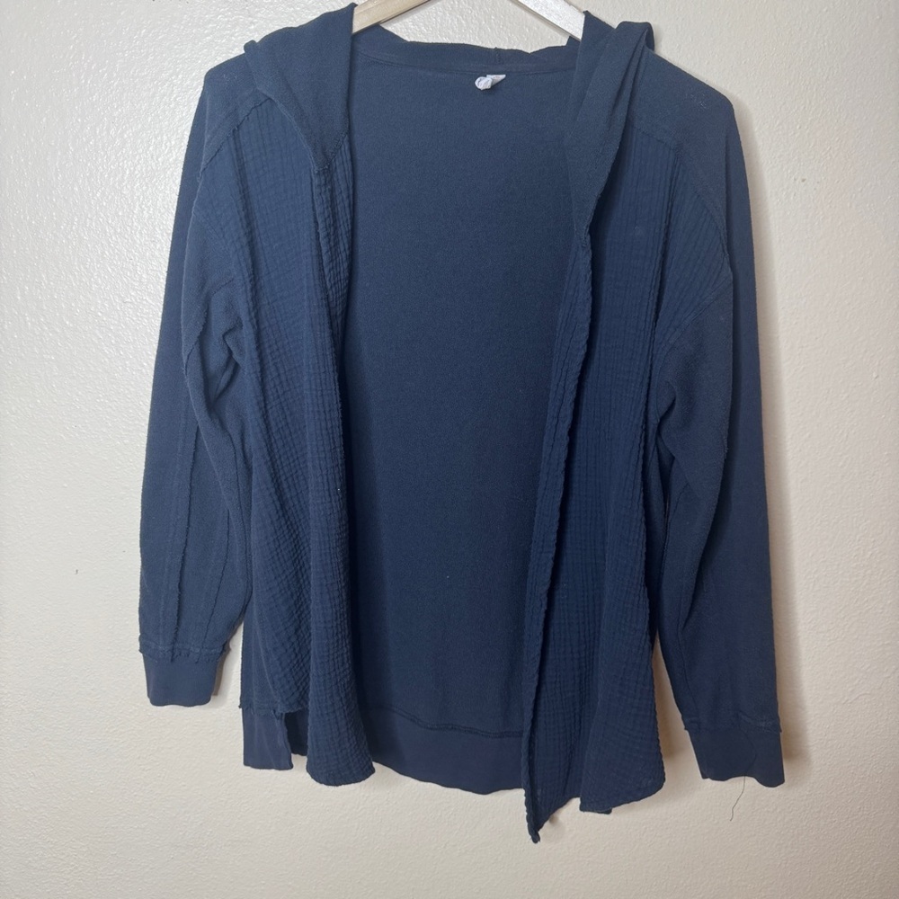 Daily Practice Anthropologie Sweater Women's Small Black Hooded Cardigan